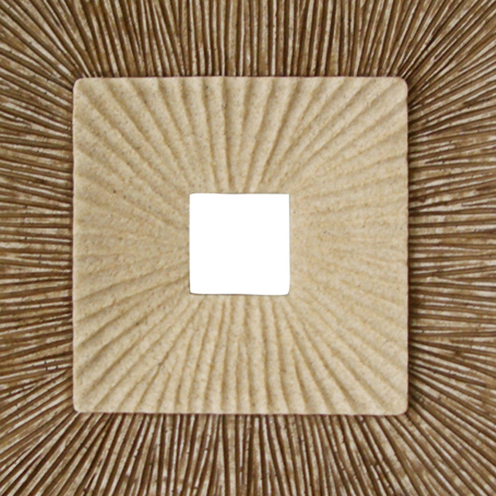 1 X 26 X 26 Brown Concave Square Double Layer Ribbed  Wall Plaque - Minihomy