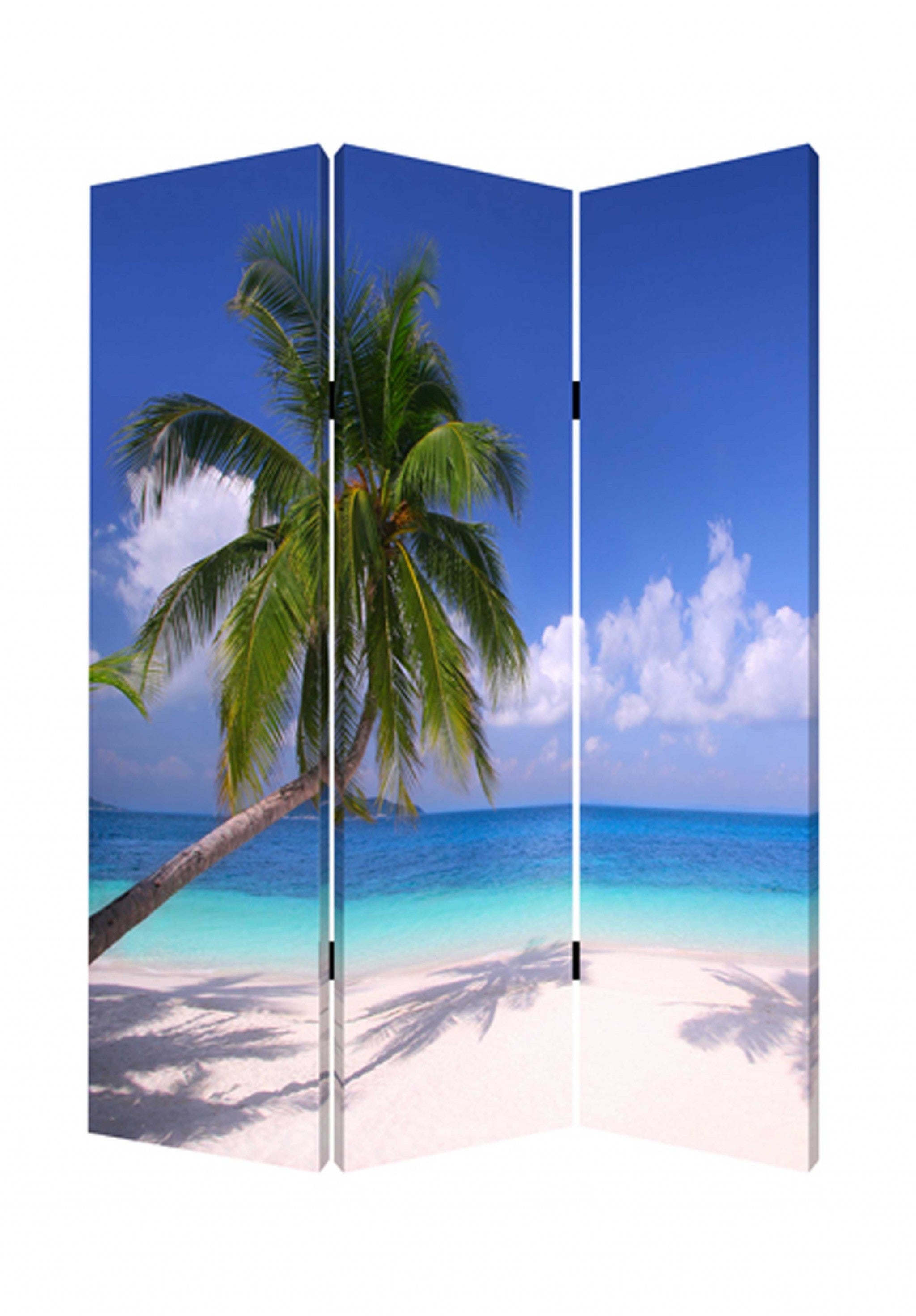 1 X 48 X 72 Multi Color Wood Canvas Paradise  Screen - Minihomy