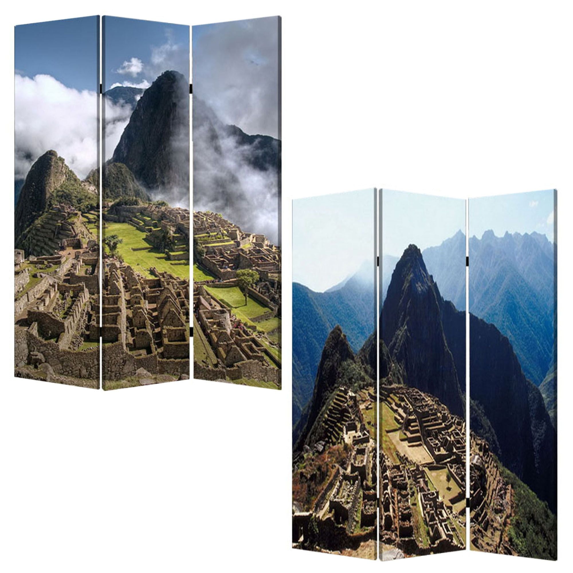 1" X 48" X 72" Multi Color Wood Canvas Machu Picchu  Screen - Minihomy