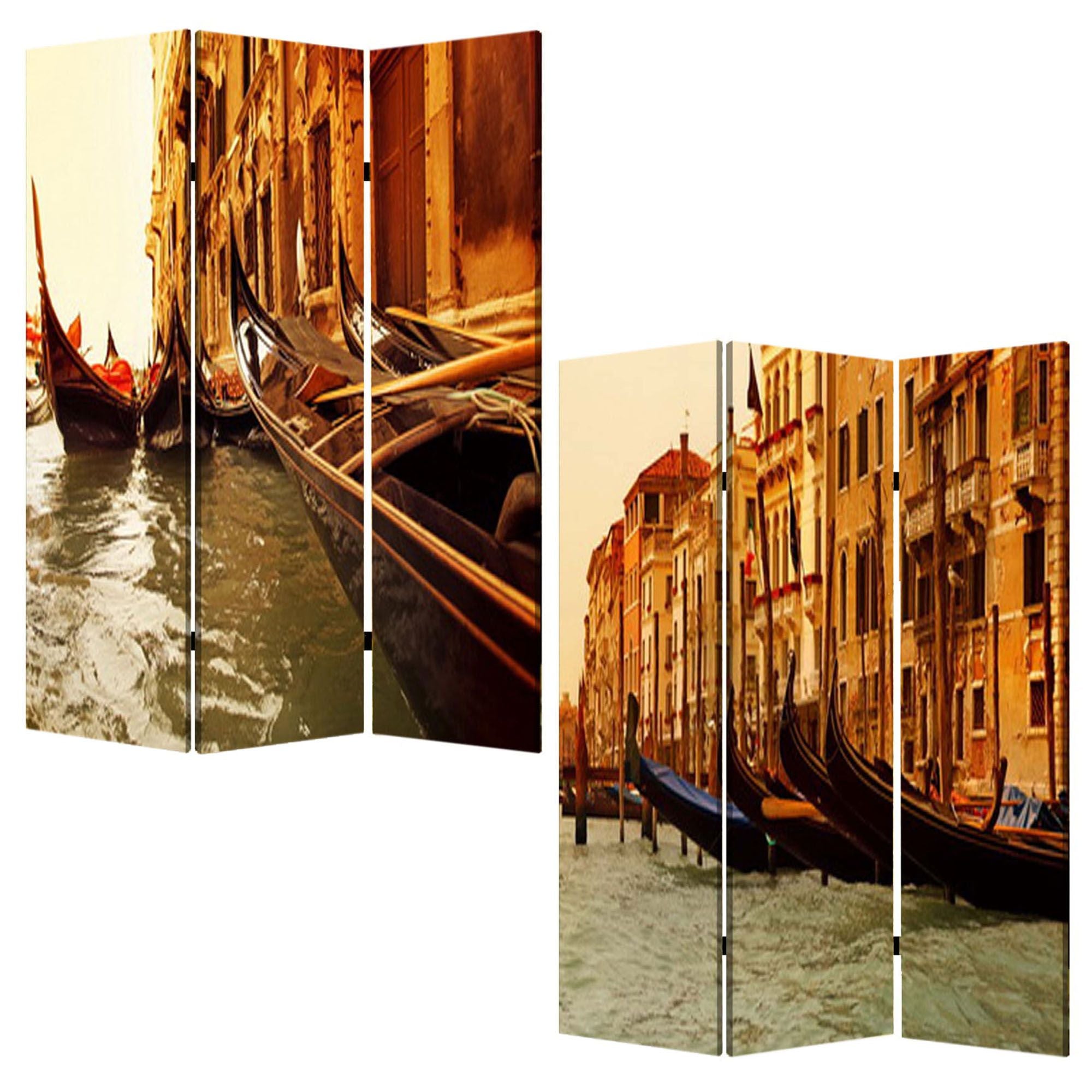 1" X 48" X 72" Multi Color Wood Canvas Venice  Screen - Minihomy