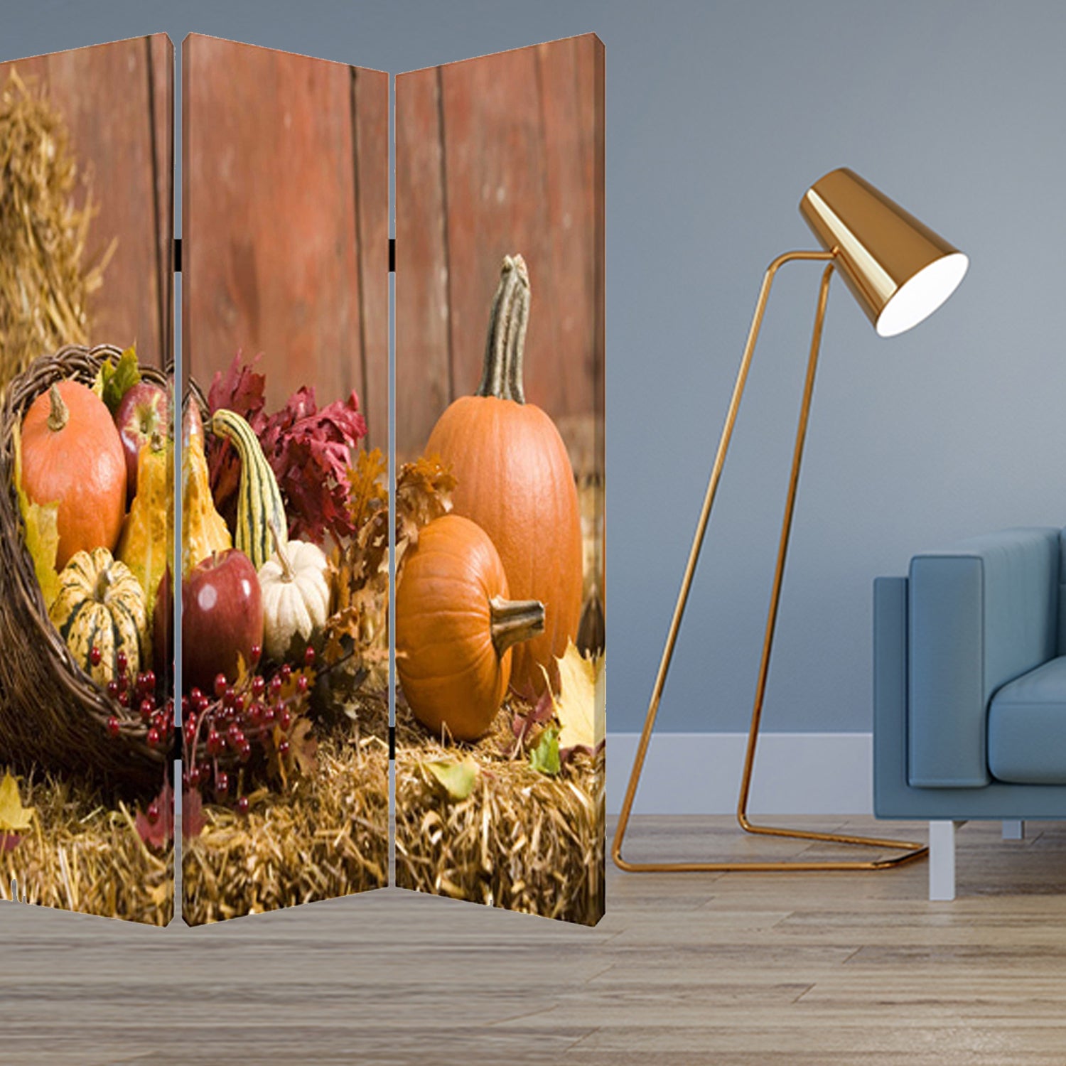 1 X 48 X 72 Multi Color Wood Canvas Harvest  Screen - Minihomy