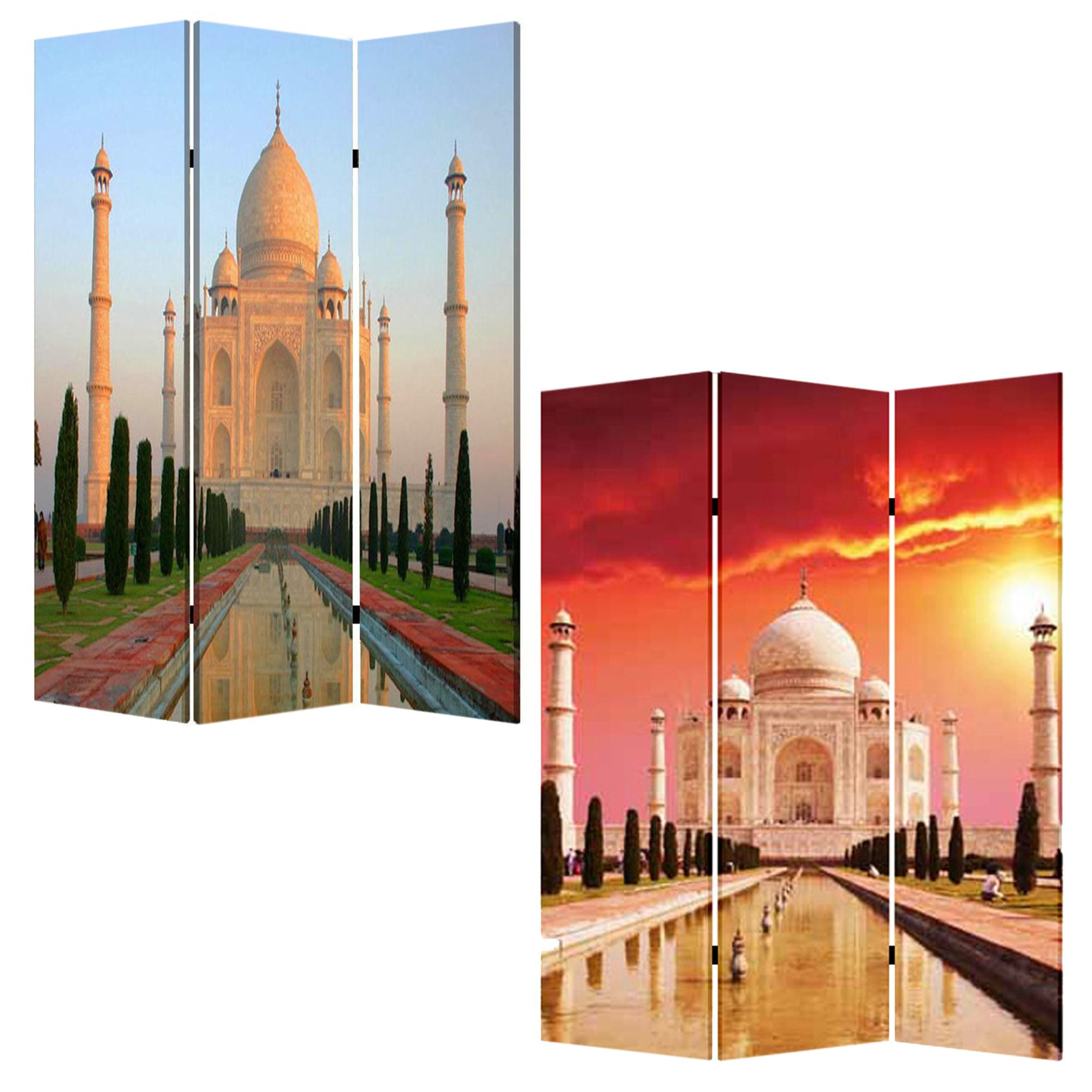 1" X 48" X 72" Multi Color Wood Canvas Taj Mahal  Screen - Minihomy