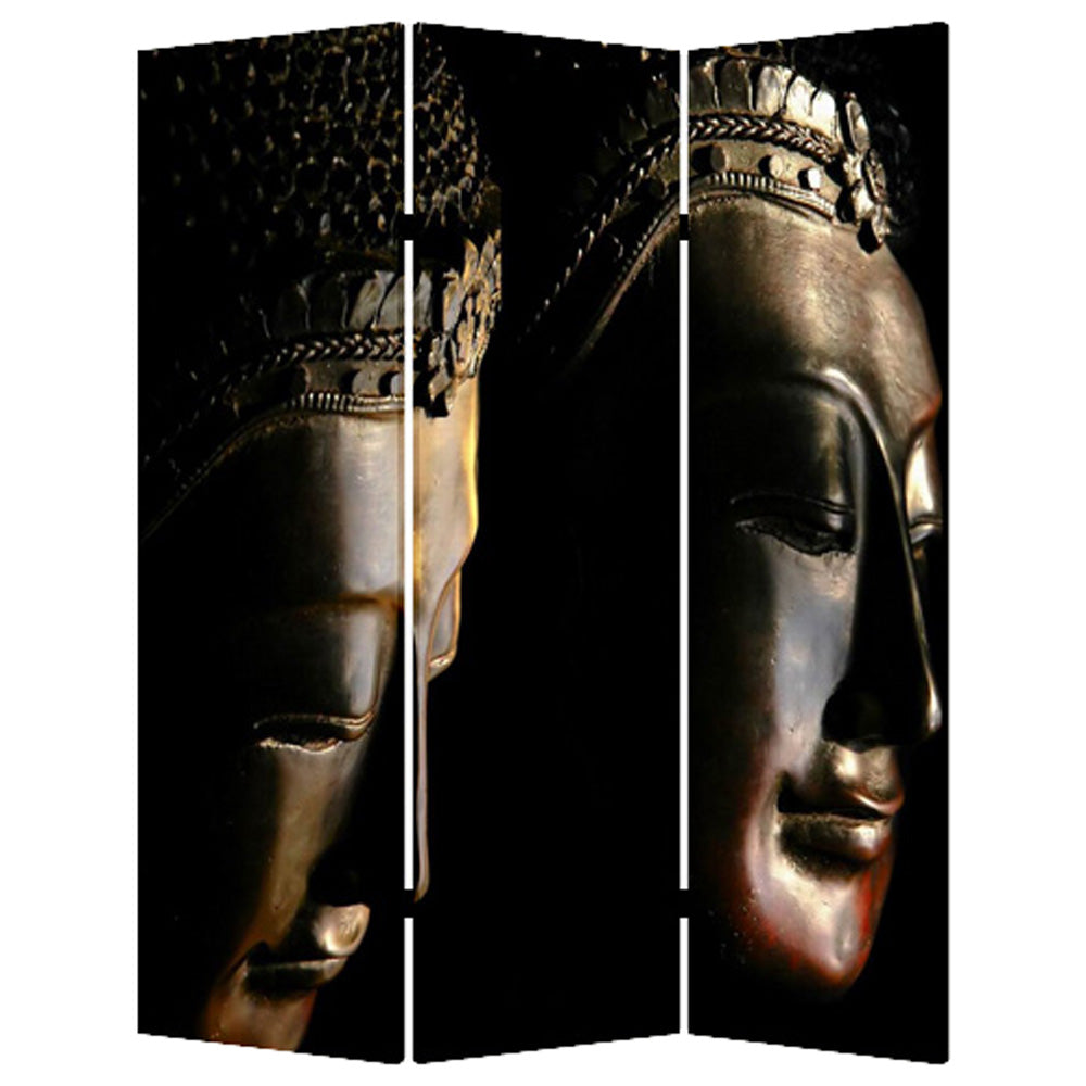 1" X 48" X 72" Multi Color Wood Canvas Budda  Screen - Minihomy