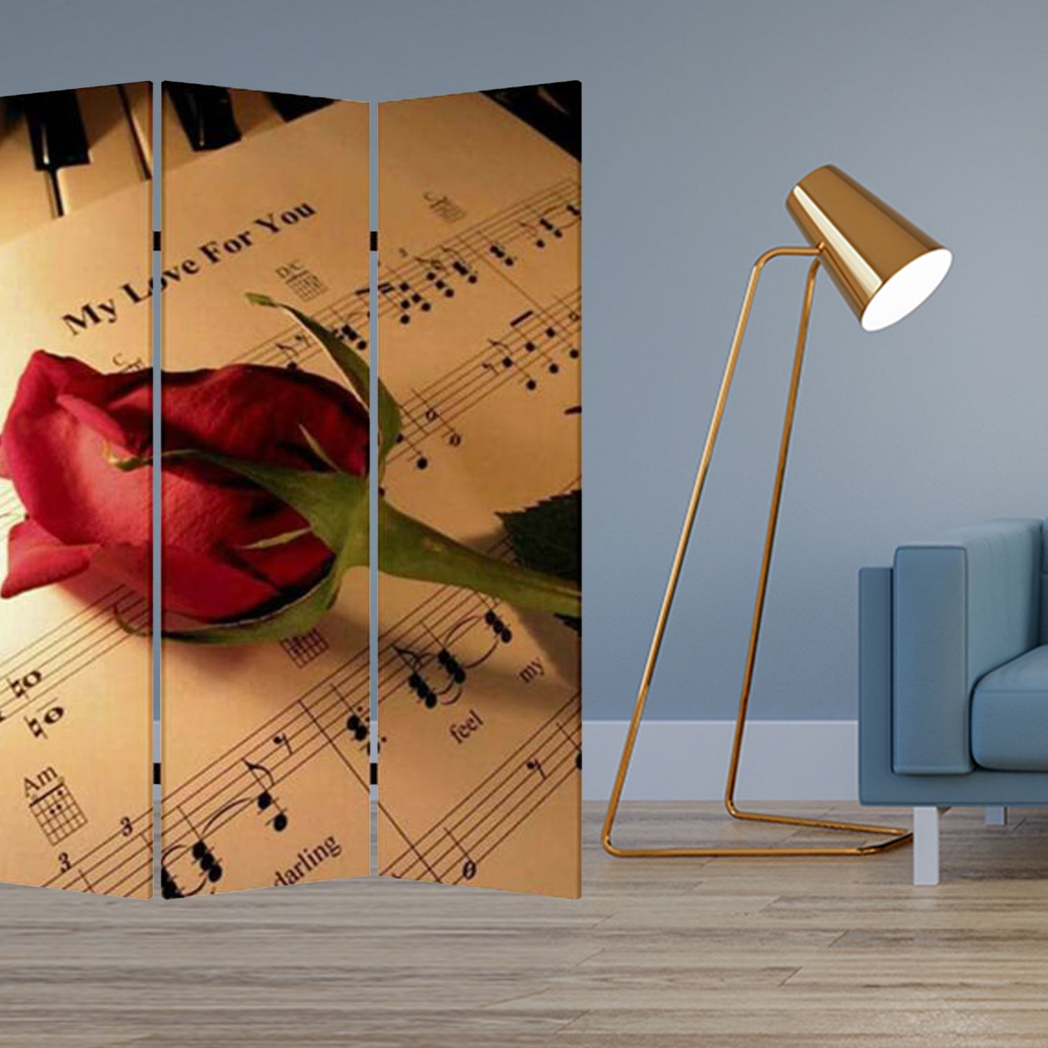 1 X 48 X 72 Multi Color Wood Canvas Music  Screen - Minihomy