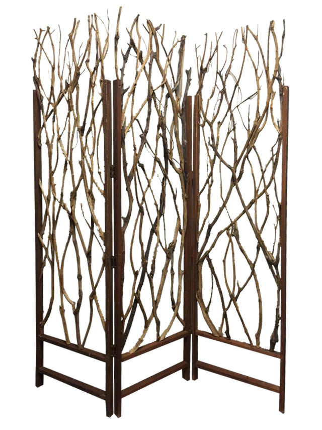 1" X 58" X 70" Brown Wood Tree  Screen - Minihomy