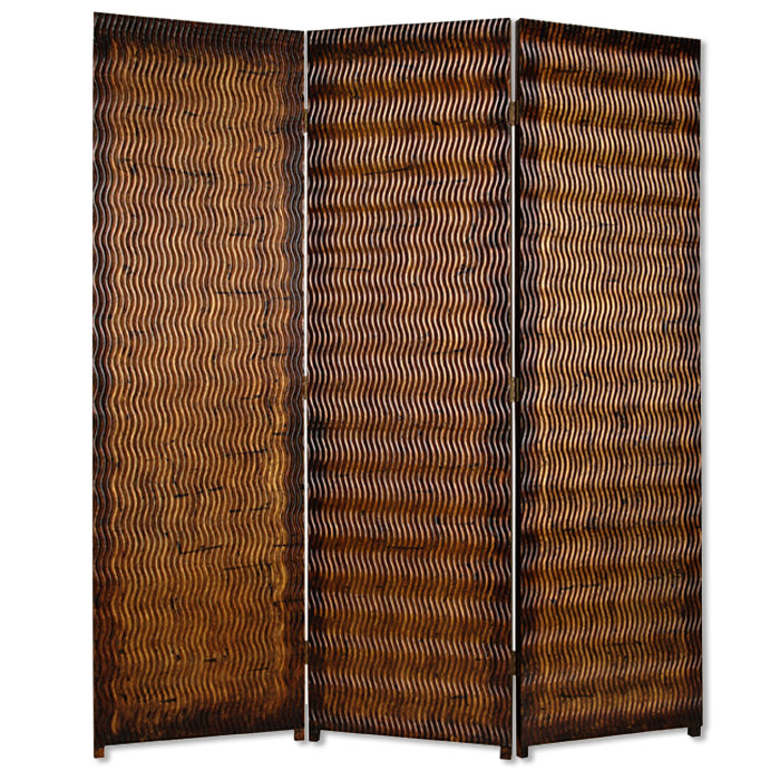 1" X 63" X 72" Brown Wood 3 Panel  Screen - Minihomy