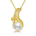 Gold Plated Ocean Wave Pearl Necklace S925 Sterling Silver Pendant Necklaces for Women - Minihomy