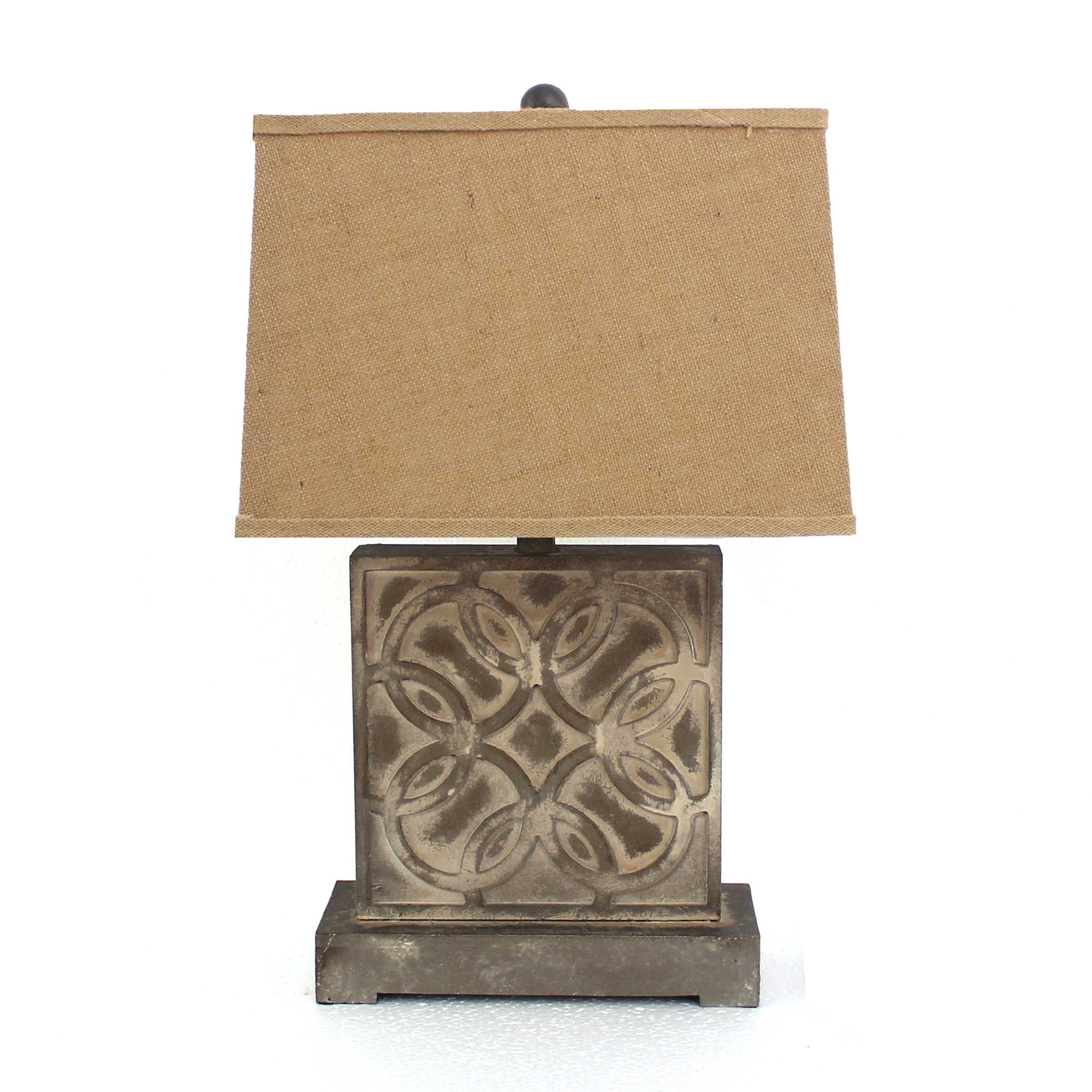 4.75 X 11.75 X 24.75 Brown Vintage With Khaki Linen Shade - Table Lamp - Minihomy