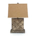 4.75 X 11.75 X 24.75 Brown Vintage With Khaki Linen Shade - Table Lamp - Minihomy