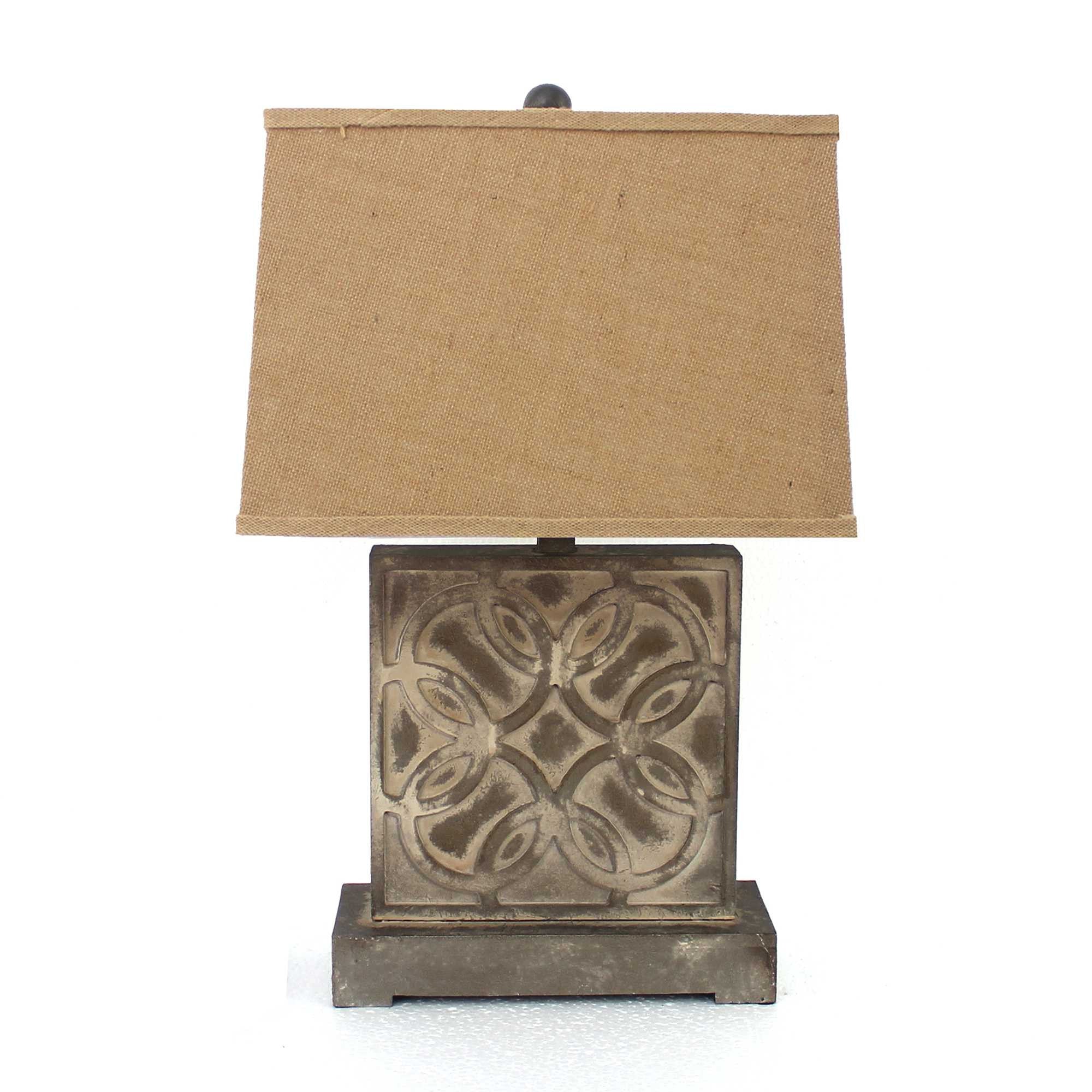 4.75 X 11.75 X 24.75 Brown Vintage With Khaki Linen Shade - Table Lamp - Minihomy