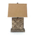 4.75 X 11.75 X 24.75 Brown Vintage With Khaki Linen Shade - Table Lamp - Minihomy