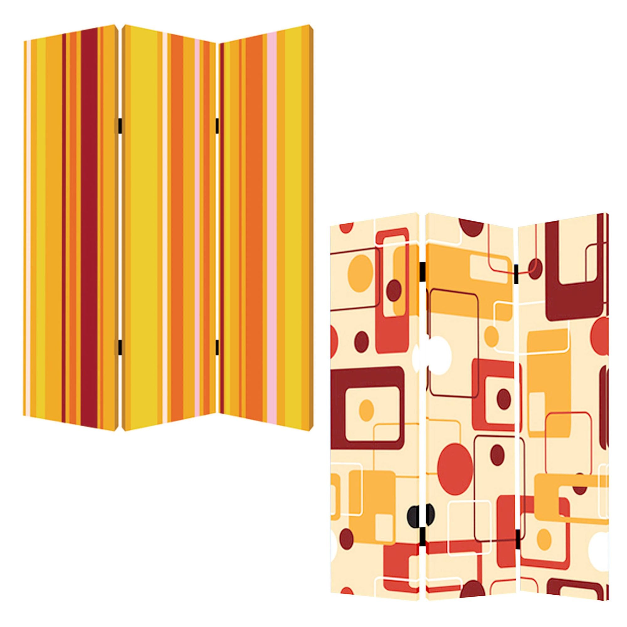 1 X 48 X 72 Multi Color Wood Canvas Deep Saffron  Screen - Minihomy