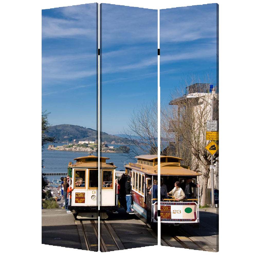 1" X 48" X 72" Multi Color Wood Canvas San Francisco  Screen - Minihomy