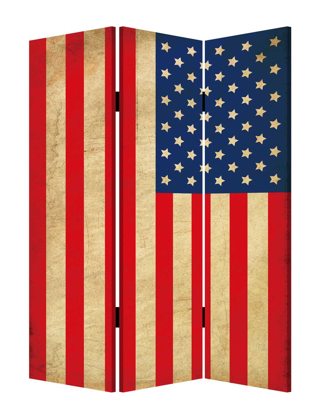 1 X 48 X 72 Multi Color Wood Canvas American Flag  Screen - Minihomy