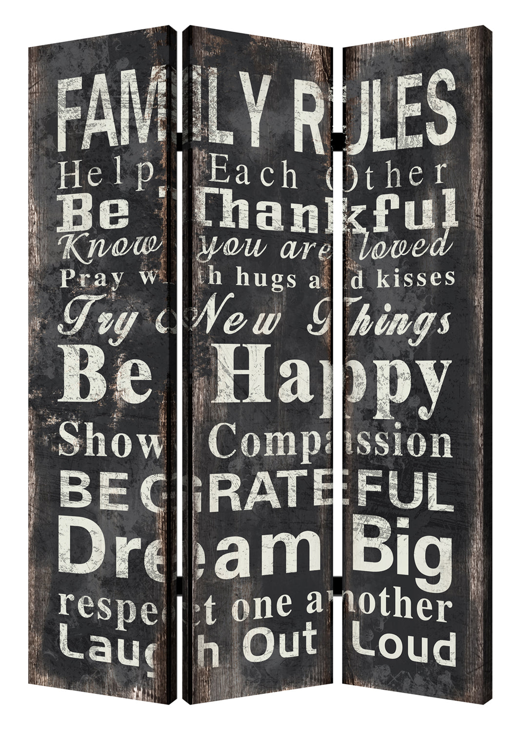 1 X 48 X 72 Multi Color Wood Canvas Family Rule  Screen - Minihomy