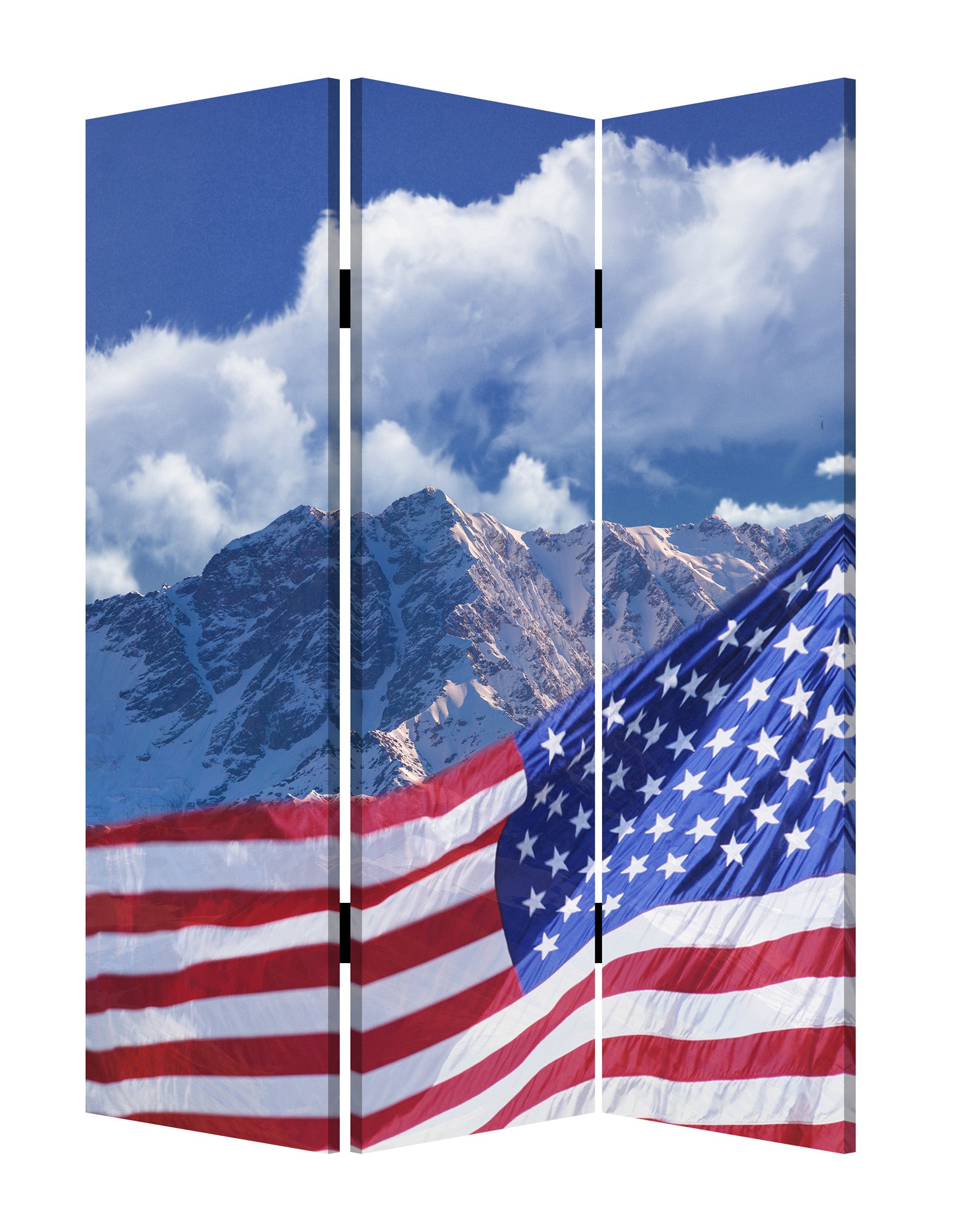 1 X 48 X 72 Multi Color Wood Canvas Model American Flag  Screen - Minihomy