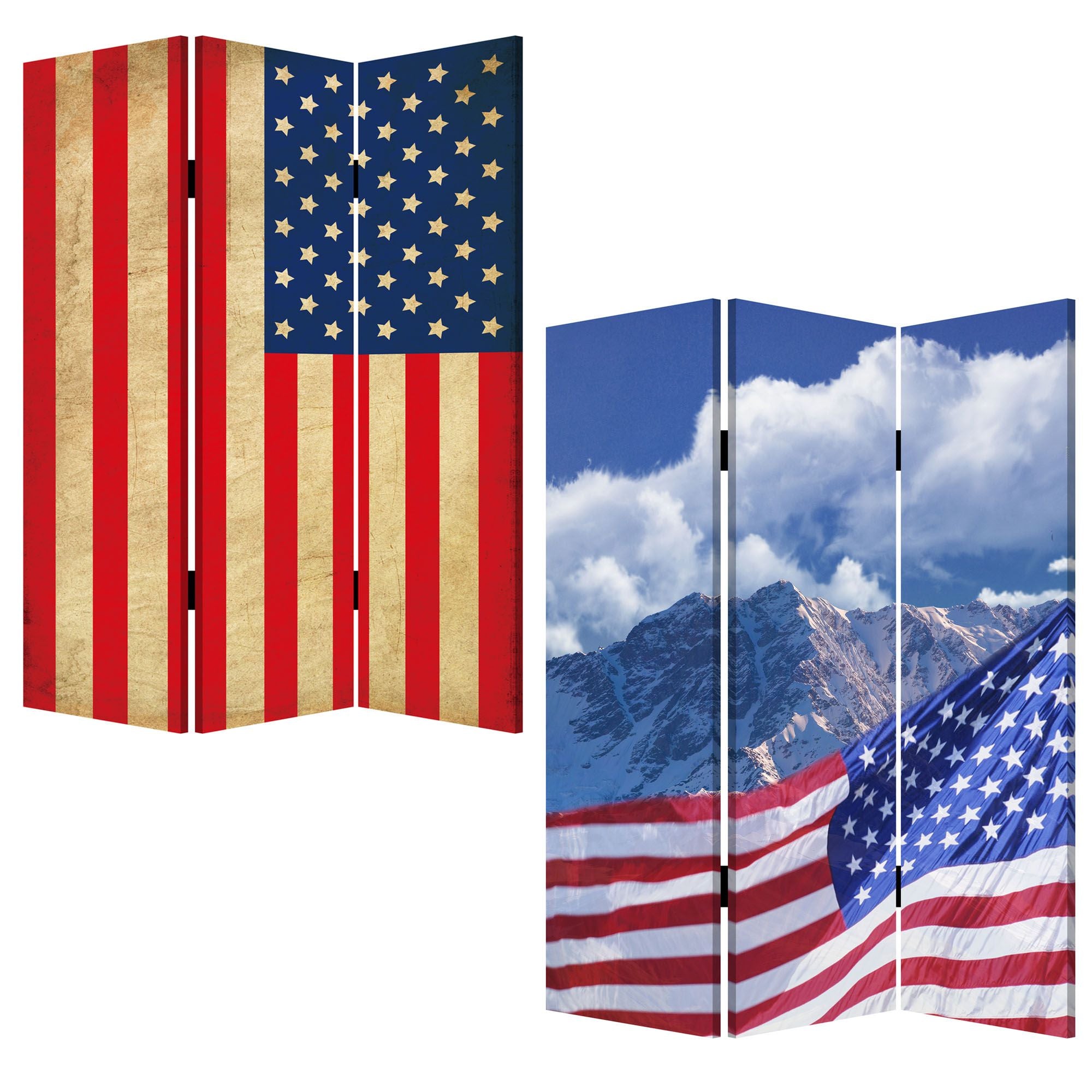 1 X 48 X 72 Multi Color Wood Canvas Model American Flag  Screen - Minihomy