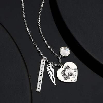Women's Photo Engraved Tag Necklace With Engraving Silver