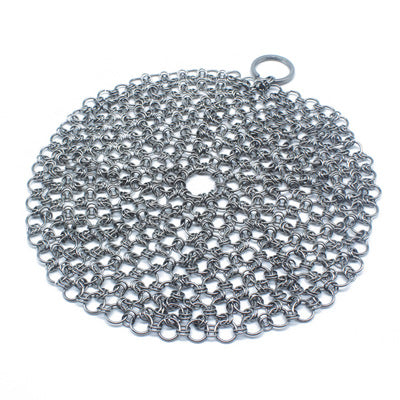 Silver Stainless Steel Cast Iron Cleaner Chainmail Scrubber Home Cookware Clean For Skillets Grill Pans - Minihomy
