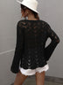 Openwork Dropped Shoulder Knit Top - Minihomy