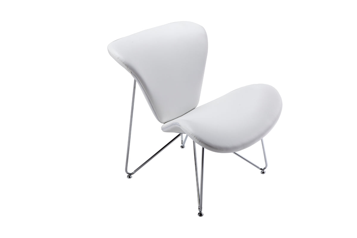 34" White Fabric  Polyester  And Metal Accent Chair - Minihomy