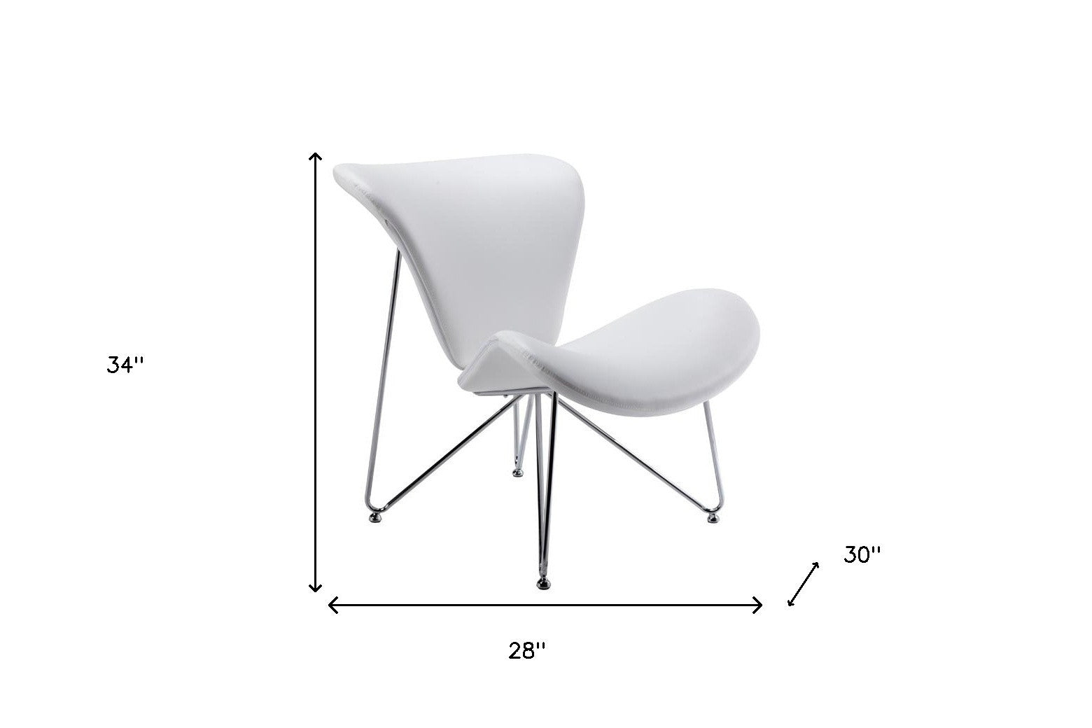 34" White Fabric  Polyester  And Metal Accent Chair - Minihomy