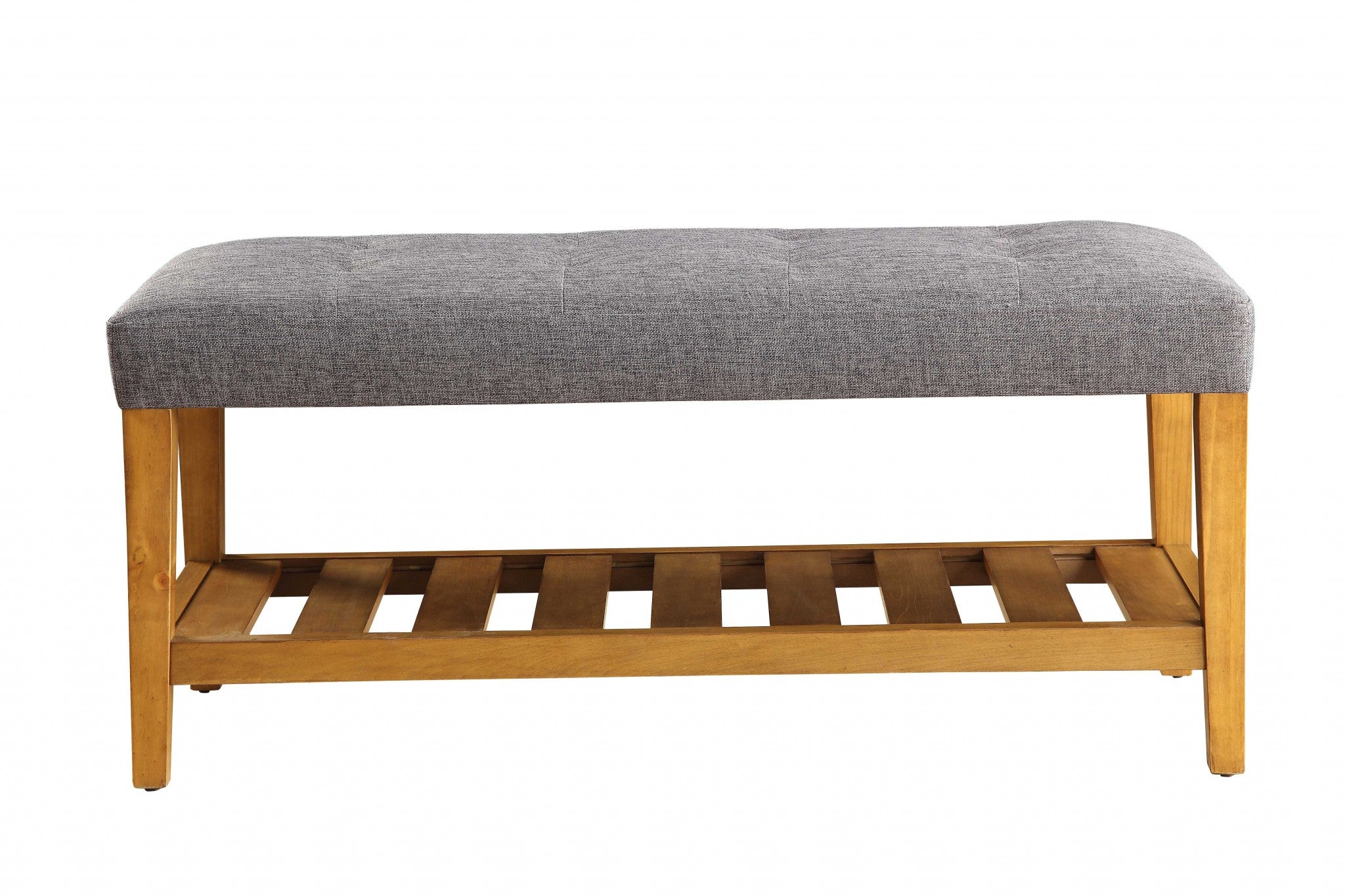 40" X 16" X 18" Beige And Oak Simple Bench - Minihomy