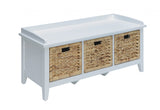 43" X 16" X 19" White Solid Wood Leg Storage Bench - Minihomy