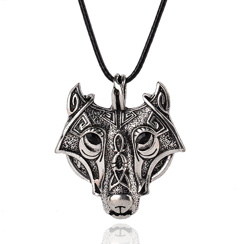 2021 Fashion Norse Vikings Pendant Necklace Norse Wolf Head Necklace Original Animal Jewelry Wolf Head hange - Minihomy