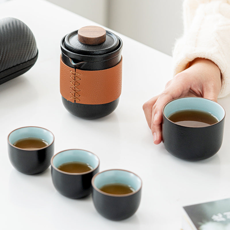 Portable Travel Tea Set With One Pot And Four Cups