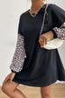 Leopard Print Sleeve Sweatshirt Dress - Minihomy