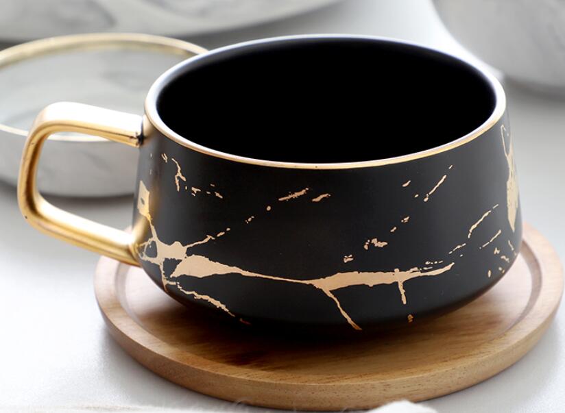 Creative Fresh Nordic Style Marble Matte Gold Ceramic Cup