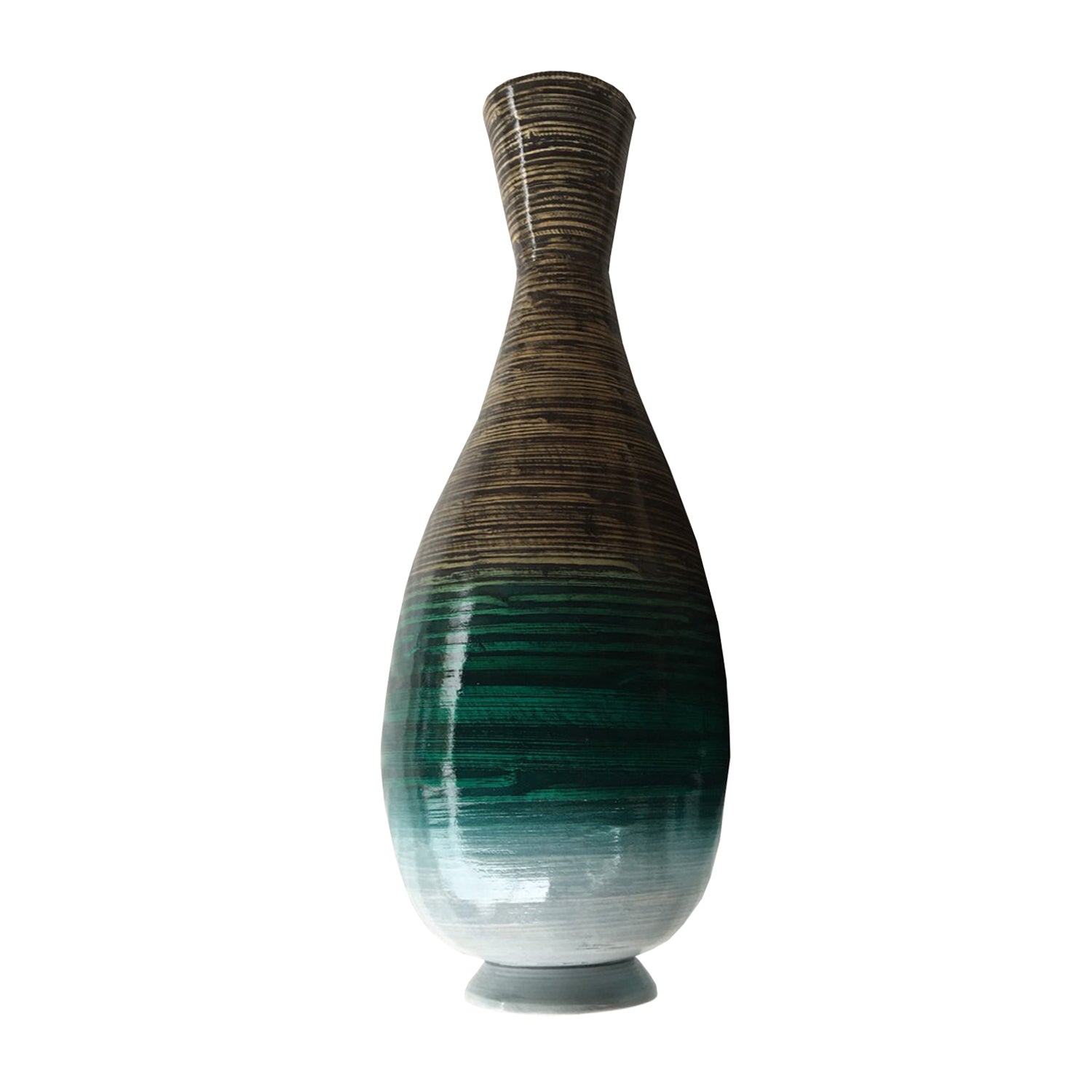 28" Distressed Aqua Spun Bamboo Artisan Floor Vase - Minihomy