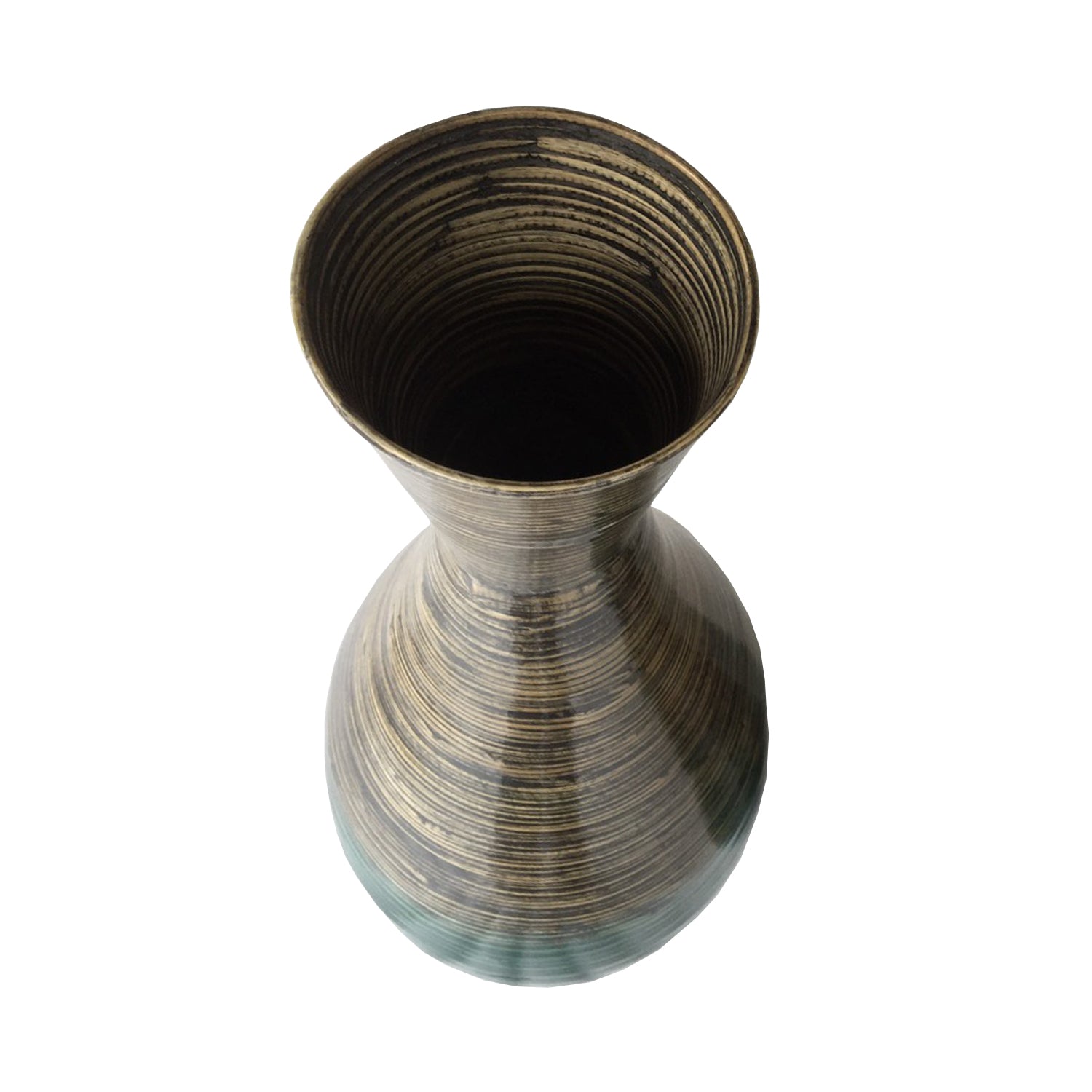 28" Distressed Aqua Spun Bamboo Artisan Floor Vase - Minihomy