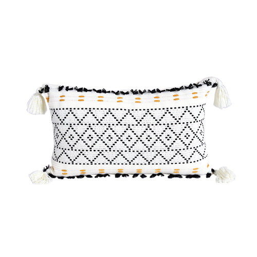 Cut Flower Knitted Geometric Tassel Plush Pillow