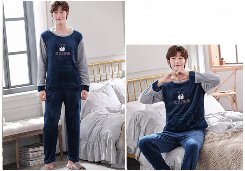 Coral Velvet Thickened Plus Velvet Cartoon Men's Pajamas - Minihomy