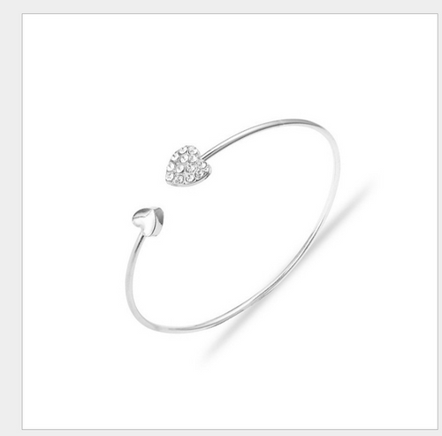 Korean Version Of Jewelry Full Diamond Heart-Shaped Love Bracelet
