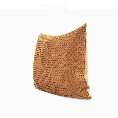 Wabi Wind Orange Coffee Color Frosted Leather Hand-woven By Bag Model Room Sales Prescription Pillow