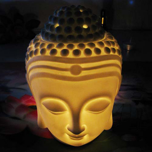 Buddha Head Aromatic Oil Burner Ceramic Aromatherapy Lamp Candle Aroma Furnace Oil Lamp Essential Home Deco Incense Burner