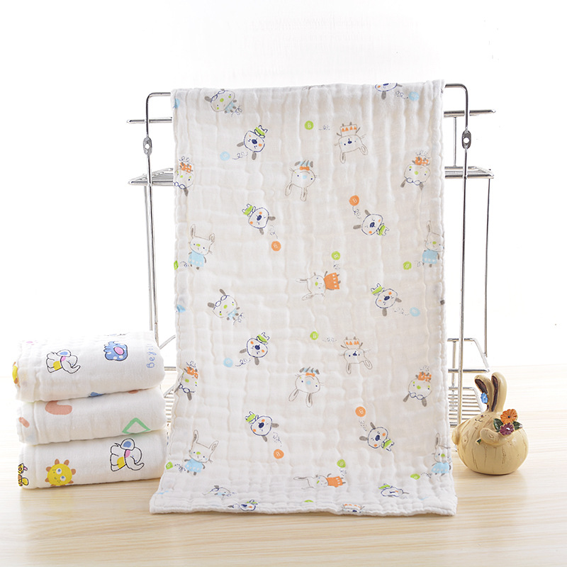 Cotton 6-layer washed gauze folds children's towel