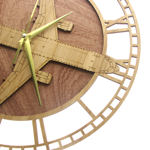 Wooden Wall Clock Remote Bomber Shape Wall Decoration