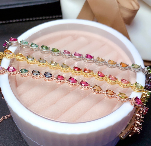 Women's Natural Candy Color Tourmaline Bracelet