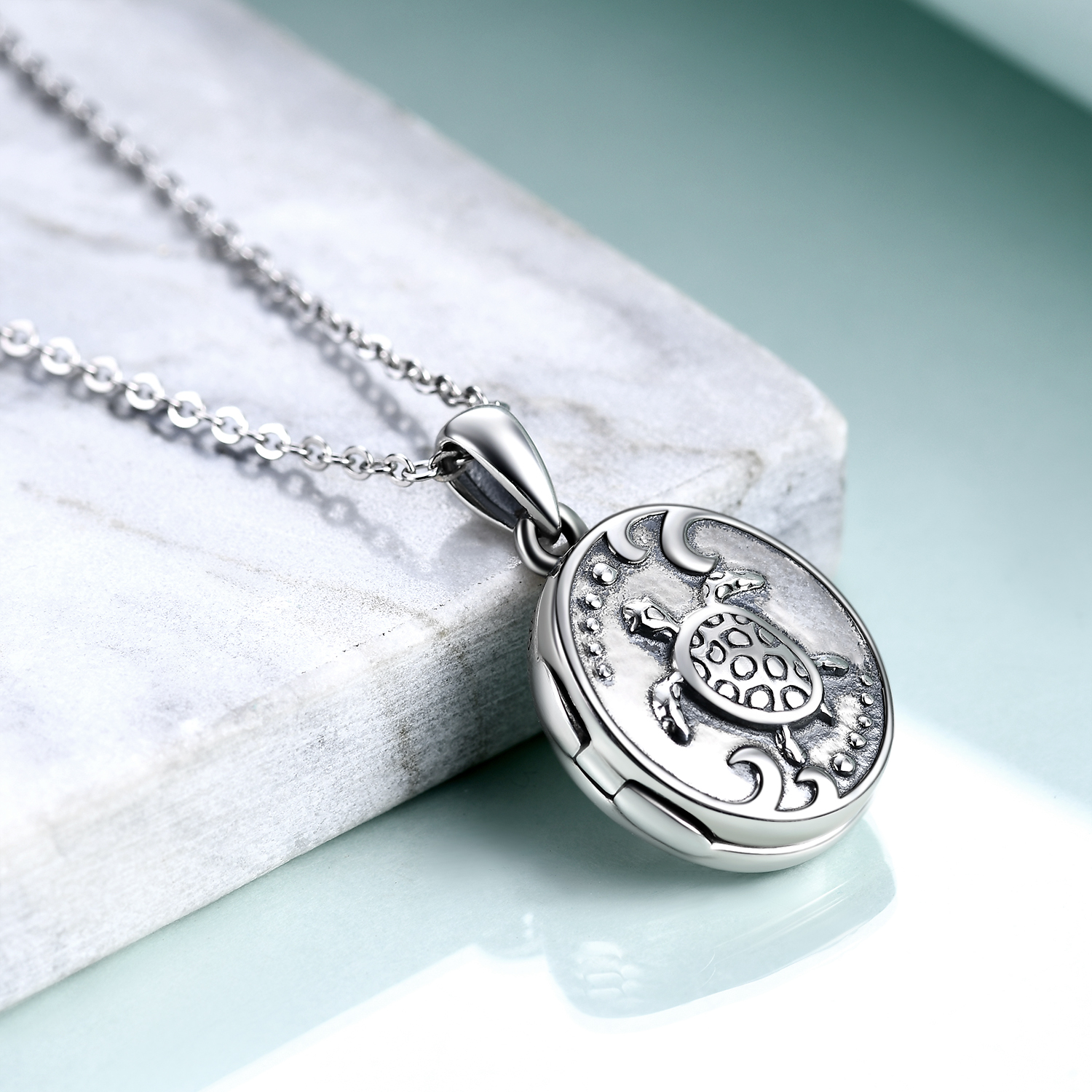 Locket Necklaces that Hold Pictures Sea Turtle Necklace Sterling Sliver Ocean Necklace Health and Longevity Gifts for Women Mother Birthday