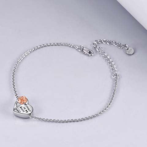 Heart 3D Rose Flower Urn Cremation Pet  Ashes Jewelry Bracelet