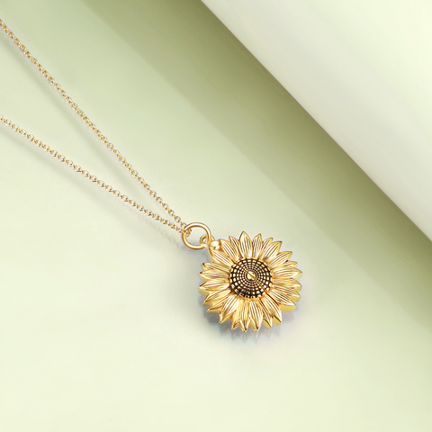 Sterling Silver Custom Photo Sunflower Locket Necklace