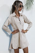 Lace Up Collar Shirt Dress - Minihomy