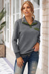 Contrast Quilted Quarter-Snap Long Sleeve Sweatshirt - Minihomy