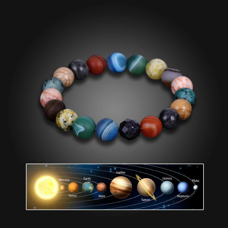 Solar System Eight Stone Planet Bracelet Planets Natural Stone Mala Bead Strand Bracelet For Men Women