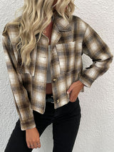 Plaid Button-Up Dropped Shoulder Shacket - Minihomy