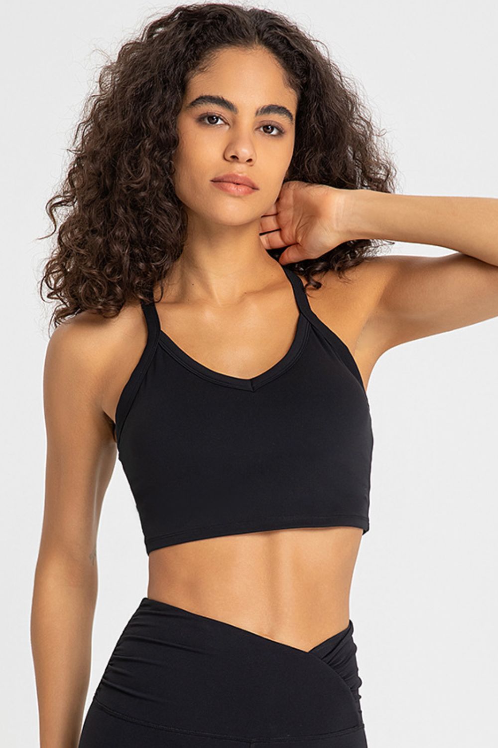 Crisscross Back V-Neck Sports Bra - Minihomy